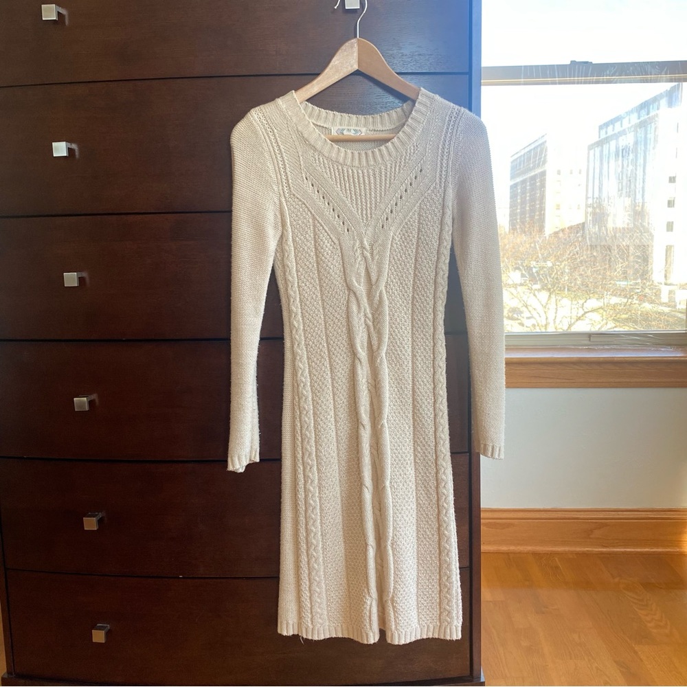 Pink Rose Oatmeal Colored Sweater Dress XS